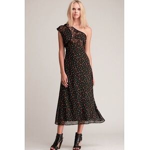 Walter Baker Maria dress floral lace asymmetrical in midnight bloom